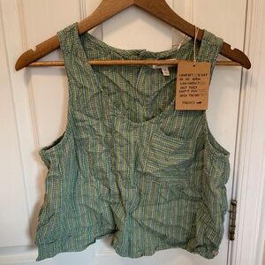 Toad & Co Organic Cotton Green Stripe Sleeveless Top | M | NWT